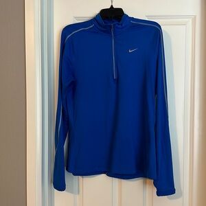 Nike Dri-fit 1/4 zip long sleeve running top, size large, royal blue